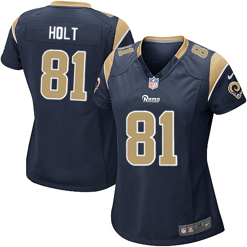 Women's Game Torry Holt Nike Jersey Navy Blue Home - #81 NFL Los Angeles Rams